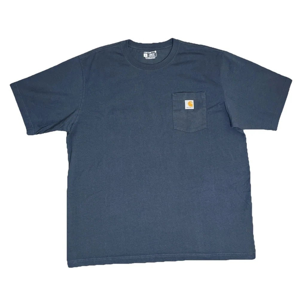Carhartt K87‎ Mens T-Shirt XL Loose Fit Pocket Short Sleeve Heather Bluestone